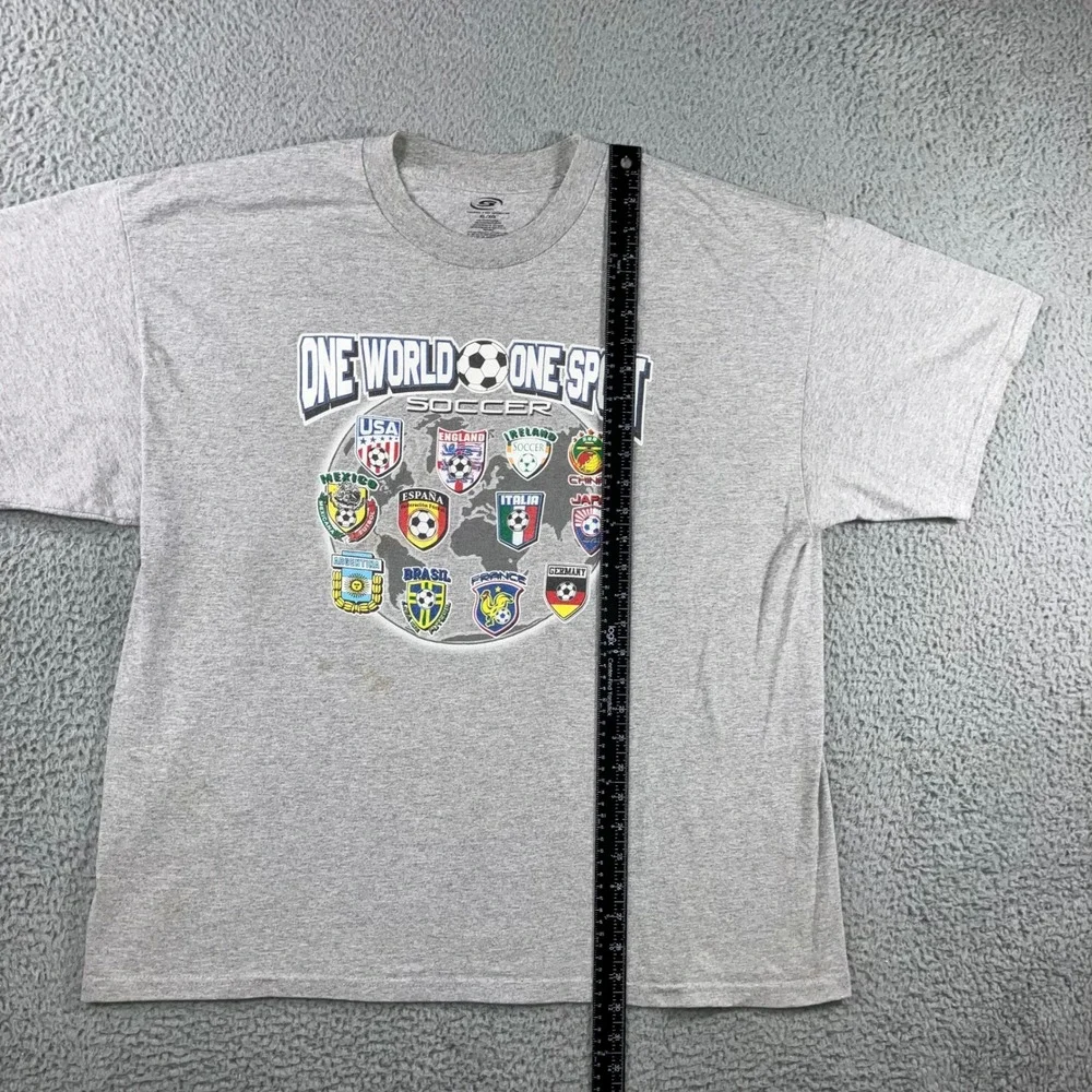 Simply For Sports Soccer T-Shirt Men XL Gray One World One Sport Graphic Tee - Picture 5 of 8